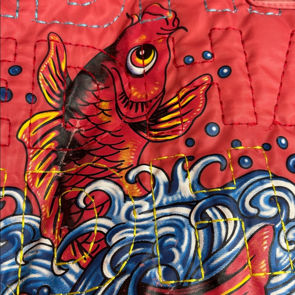 NEW! Vintage Ed Hardy Josephine Coral Koi Fish Quilted Bag NWT - Picture 5 of 10